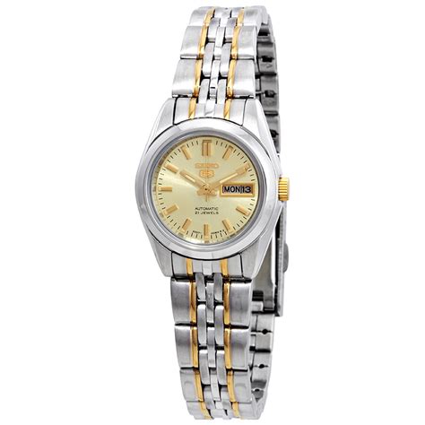 Seiko Automatic Gold Dial Two Tone Ladies Watch Syma37 Seiko 5 Seiko Watches Jomashop