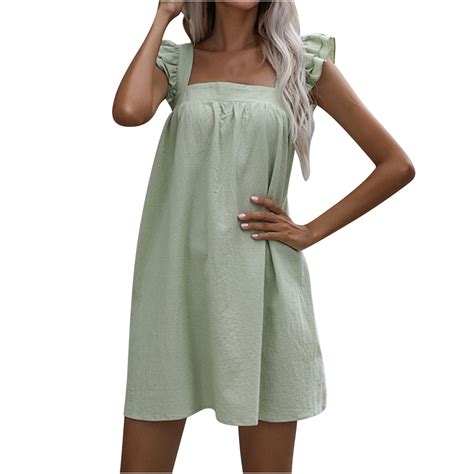 Gamivast Women Sleeve Mini Dress Neck Tank Dress Flowy Linen Dress Short Trendy Sundress Cute