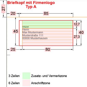 Anschriftfeld im Geschäftsbrief nach DIN 5008