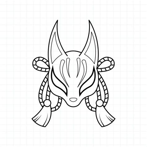 Japanese kitsune mask coloring page, Vector illustration eps.10 6718748 ...