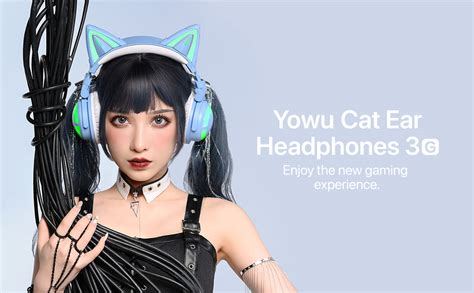 Amazon YOWU Cat Ear Headphones 3G RGB Wireless Wired 5 0 Foldable