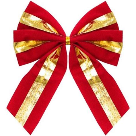 Decoração Enfeite Árvore Natal Laço Lacinho Vermelho Dourado 16cm