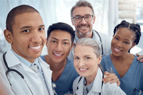 Doctors Diversity And Selfie With Healthcare Happy And Memory With