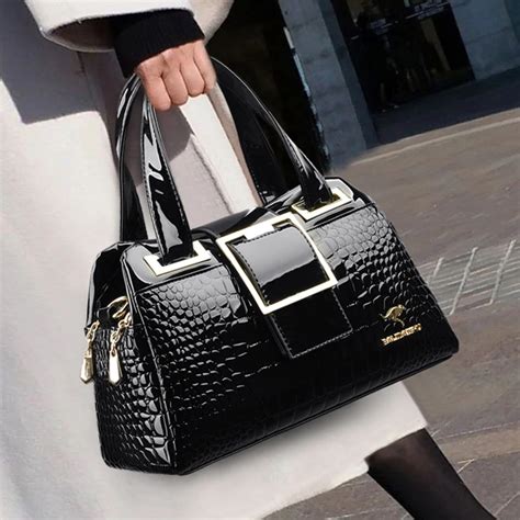 Bolsa De Couro Crossbody Crocodilo Padr O Para Mulheres Designer De