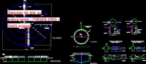 Proje Sitesi Detayları ile atık su arıtma tesisi Autocad Projesi