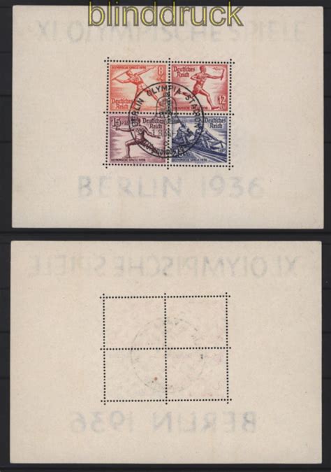 Dt Reich Mi Block Und Olympia Blockpaar Sonderstempel