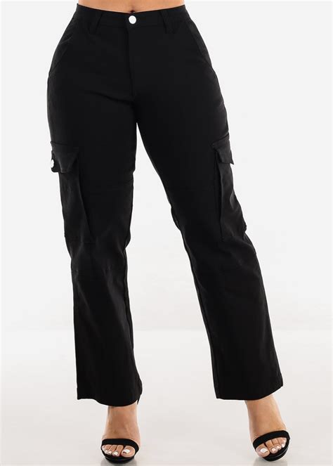 High Waisted Black Cargo Pants For Women Hyper Stretch Cargo Pants