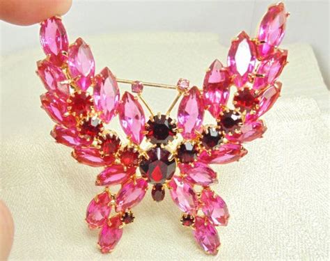 Vintage Eisenberg Ice Butterfly Brooch Pink And Red Butterfly Brooch