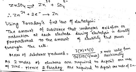 The Amount Of Electricity Required To Produce One Mole Of Zn From ZnSO4