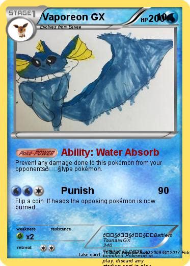 Pokémon Vaporeon Gx 10 10 Ability Water Absorb My Pokemon Card