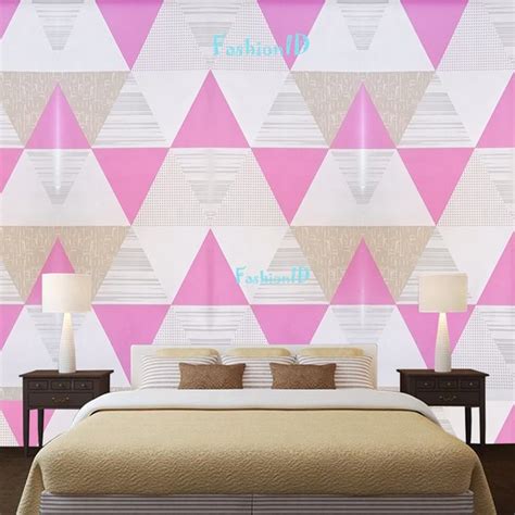 Jual Wallpaper Sticker Dinding Geometri Abu Pink Wall Sticker Ruang