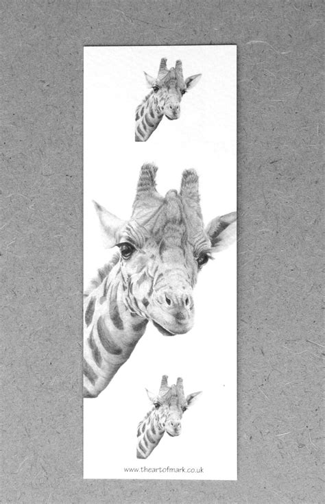 Giraffe Bookmark Animal Bookmarks Pencil Drawing Illustration African