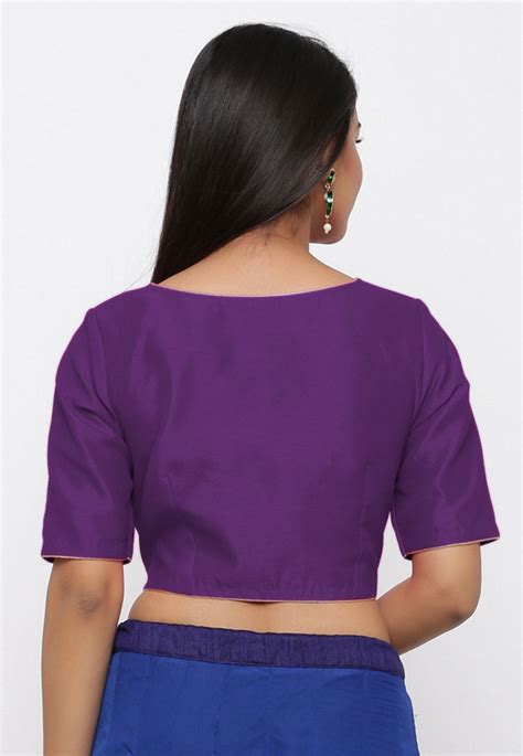 Buy Embellished Dupion Silk Blouse In Purple Online UUX543 Utsav