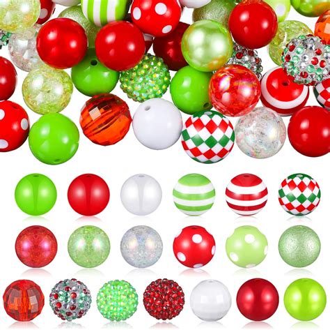 Amazon Sasylvia 100 Pcs 20 Mm Christmas Colorful Beads Christmas