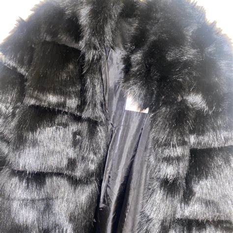 Missguided Black Faux Fur Coat Never Worn Brand Depop