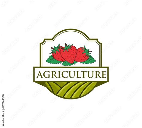 strawberry farm logo design Stock Vector | Adobe Stock