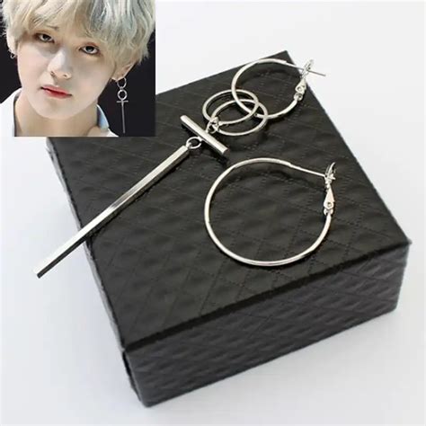 Kpop Dna Korean Simple Bangtan V Kim Tae Hyung Titanium Stainless Steel Tassel Earrings Jewelry