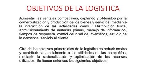 Objetivos De La Logistica Ppt