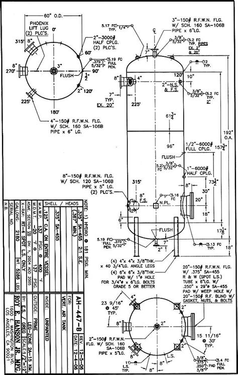 Gallon Vertical Air Tank Psig Asme Drawing Ah B Hanson