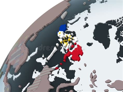 Philippines with Flag on Globe Stock Illustration - Illustration of ...