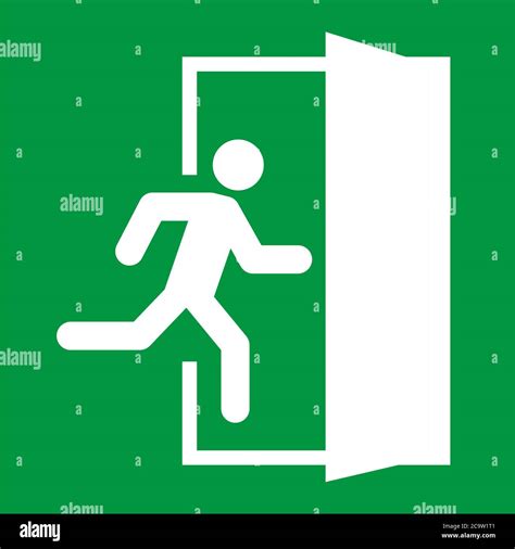 Running Man And Exit Door Sign Vector Icon Safety Symbol Escape Help