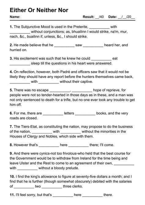 Either Or Neither Nor Pdf Worksheets With Answers Grammarism