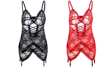 Four Piece Lace Lingerie Set Groupon