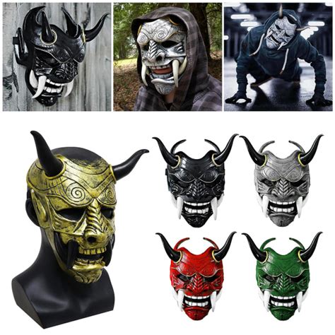 Japansk Halloween Hannya Demon Oni Samurai Kabuki Prajna Devil Mask Latex Gold 6f23 Gold Fyndiq