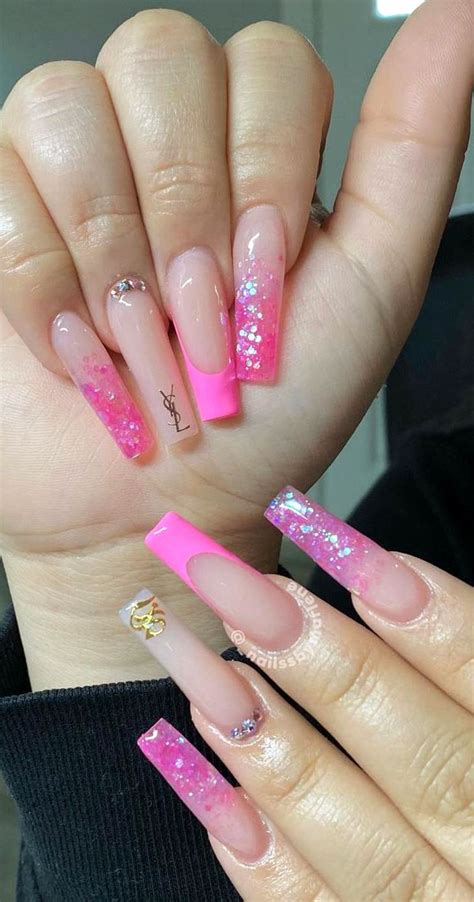 Cute Coloured French Tip Nail Ideas Glam French Pink Tips With