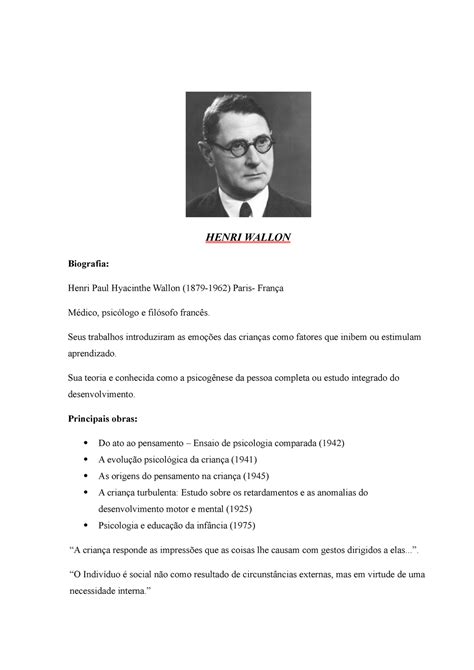 Henri Wallon Henri Wallon Biografia Henri Paul Hyacinthe Wallon