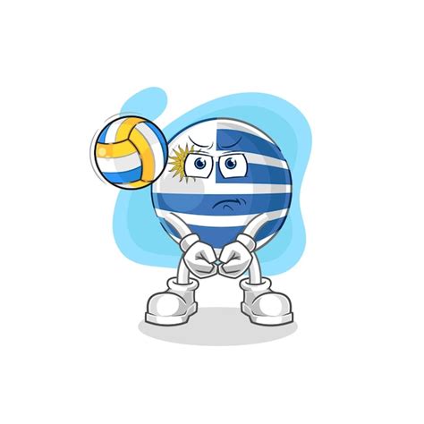 Uruguay Jugar Voleibol Mascota Vector De Dibujos Animados Vector Premium