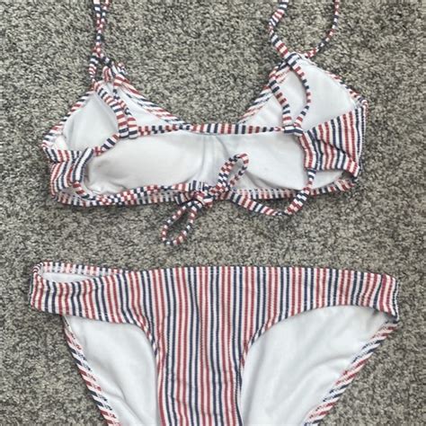 Swim Red White And Blue Striped Bikini Poshmark