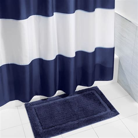 Interdesign Zeno Fabric Shower Curtain Standard 72 X 72 Navy White