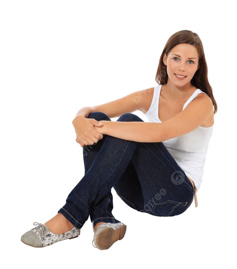 Woman Sitting On The Floor Youth Woman Smiling Attractive Png