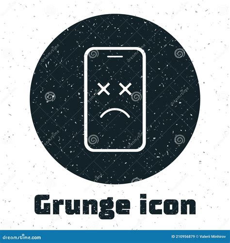 Grunge Dead Mobile Icon Isolated On White Background Deceased Digital