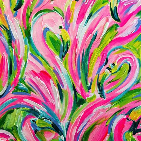 Lilly Pulitzer Flamingos Flamingo Painting Flamingo Art Painting