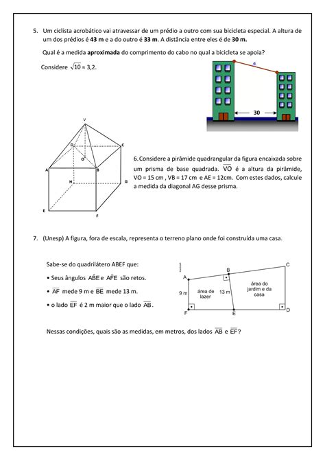 Atividade Rela Es M Tricas No Tri Ngulo Ret Ngulo Pdf