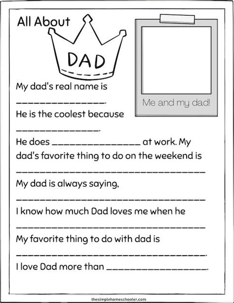 Super All About My Dad Worksheets Easy Print The Simple