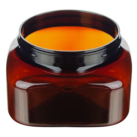 Oz Light Amber Pet Firenze Square Jar With Neck Cap Sold