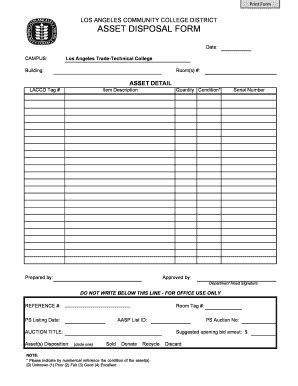 Fillable Online College Lattc Asset Disposal Form Los Angeles Trade