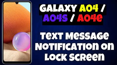 Show Hide Text Message Notification On Lock Screen Samsung Galaxy A04