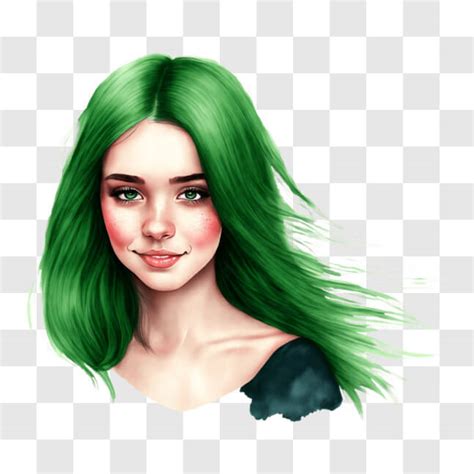 Download Captivating Portrait Of A Young Woman With Green Hair Png