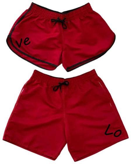 Kit Casal Moda Praia Bermuda Love Combinando Shorts Iguais Hyve