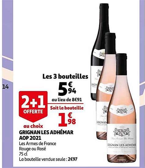 Promo Grignan Les Adh Mar Aop Les Armes De France Chez Auchan