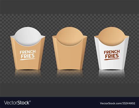 French Fries Packaging Brown And White Box Vector Image