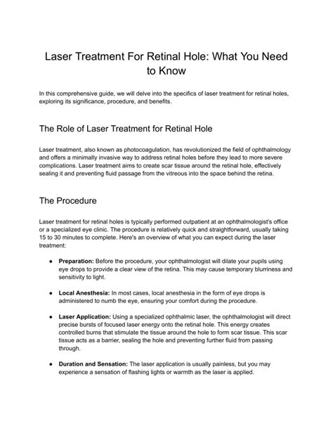 Laser Treatment For Retinal Hole What You Need to Know