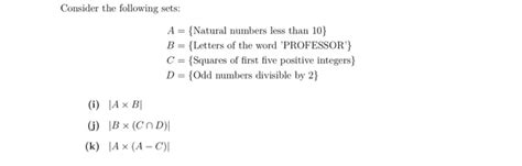 Solved Consider The Following Sets A {natural Numbers