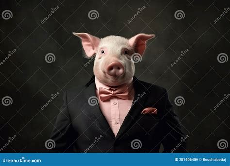 Portrait Of A Pig Dressed In A Formal Business Suit Stock Photo Image