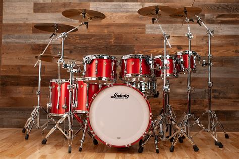 Ludwig Classic Maple 7 Piece Drum Kit Diablo Red Lacquer Mach Lugs