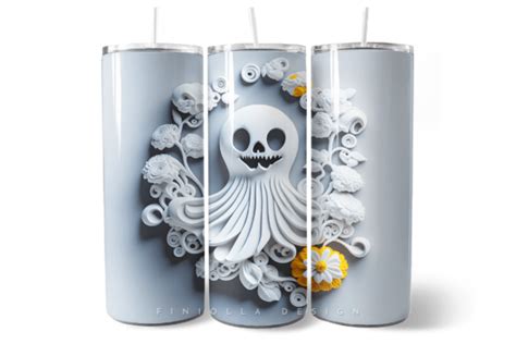 D Cute Halloween Skull Tumbler Wrap Graphic By Finiolla Design